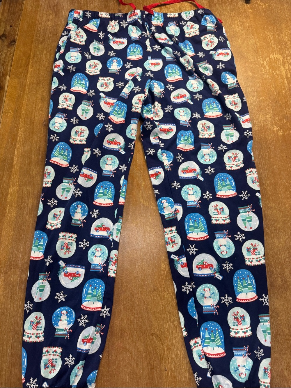 Navy Snow Globe Print Women's Pajama Pants